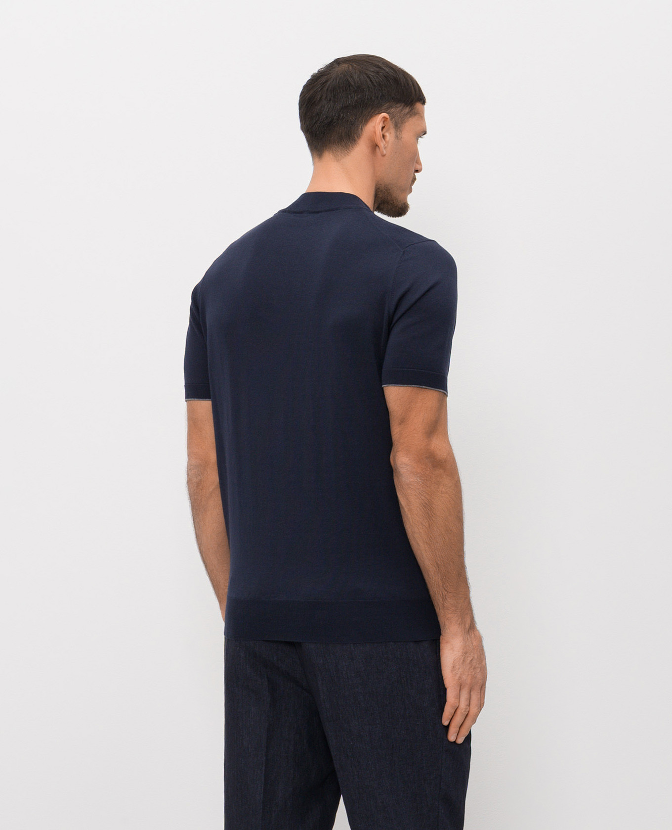 Blue T-shirt with embroidered emblem Brunello Cucinelli 4