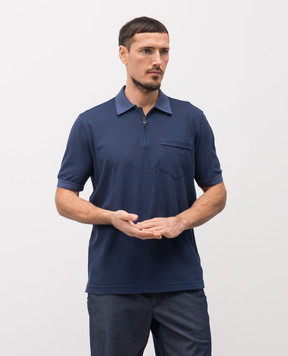 Stefano Ricci Blue silk polo with emblem K919068P31T26101