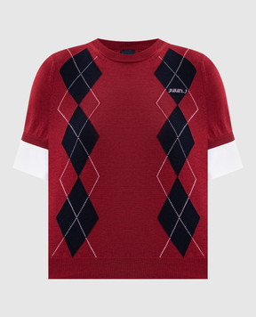 Juun.j Red wool top with geometric pattern JW6951W01Z