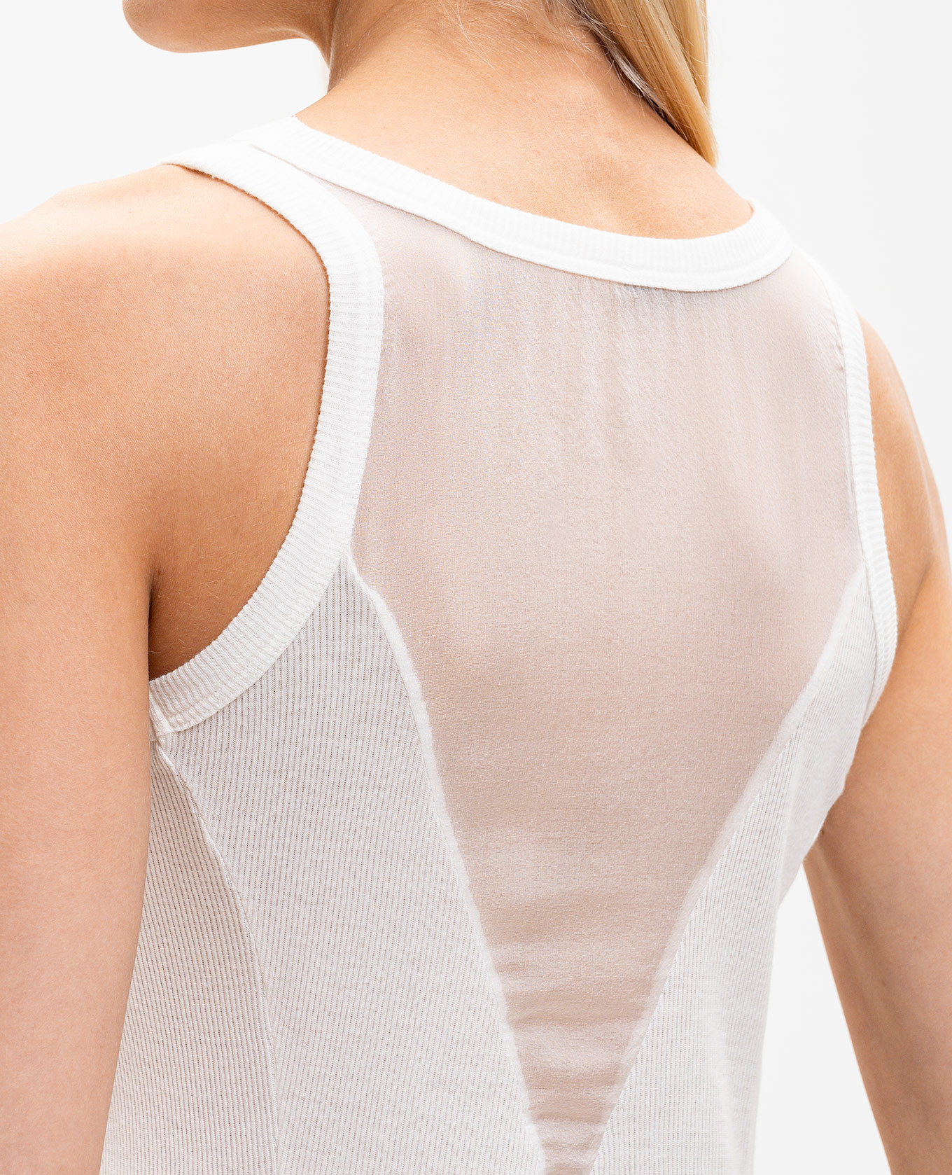 White ribbed tank top with accent stitching Masnada 5