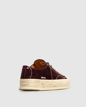 Premiata Vincentd burgundy suede sneakers with crocodile embossed pattern VINCED158611