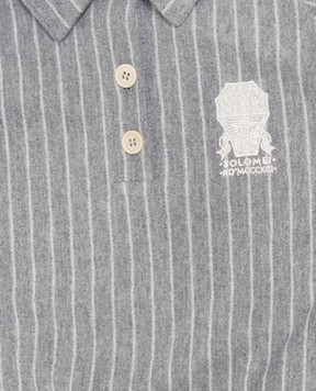 Brunello Cucinelli Children's gray sweater with polo collar BB192E455C