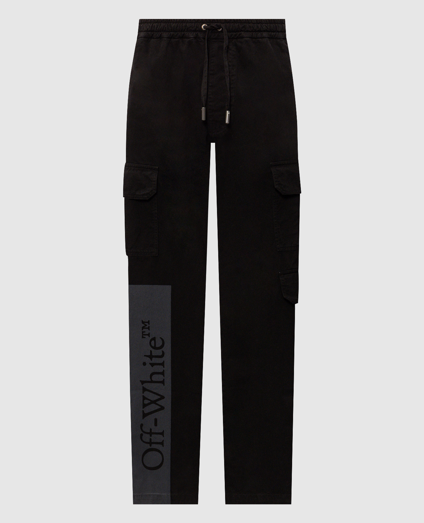 Beige cargo pants with logo print
