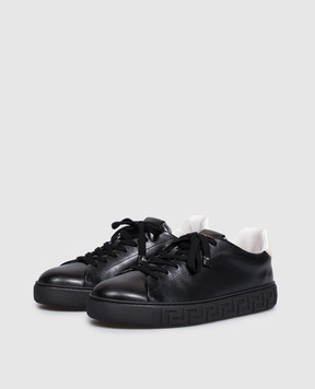 Versace Black Greca leather sneakers with logo 10242061A18384
