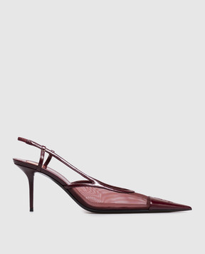 Saint Laurent Burgundy RENÉE slingbacks with Cassandre monogram 869662AAGMC