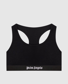 Palm Angels Black top with logo pattern PLA1UWTP04SI