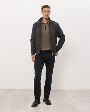 Stefano Ricci Brown wool polo shirt with contrast piping K303024P30F26346