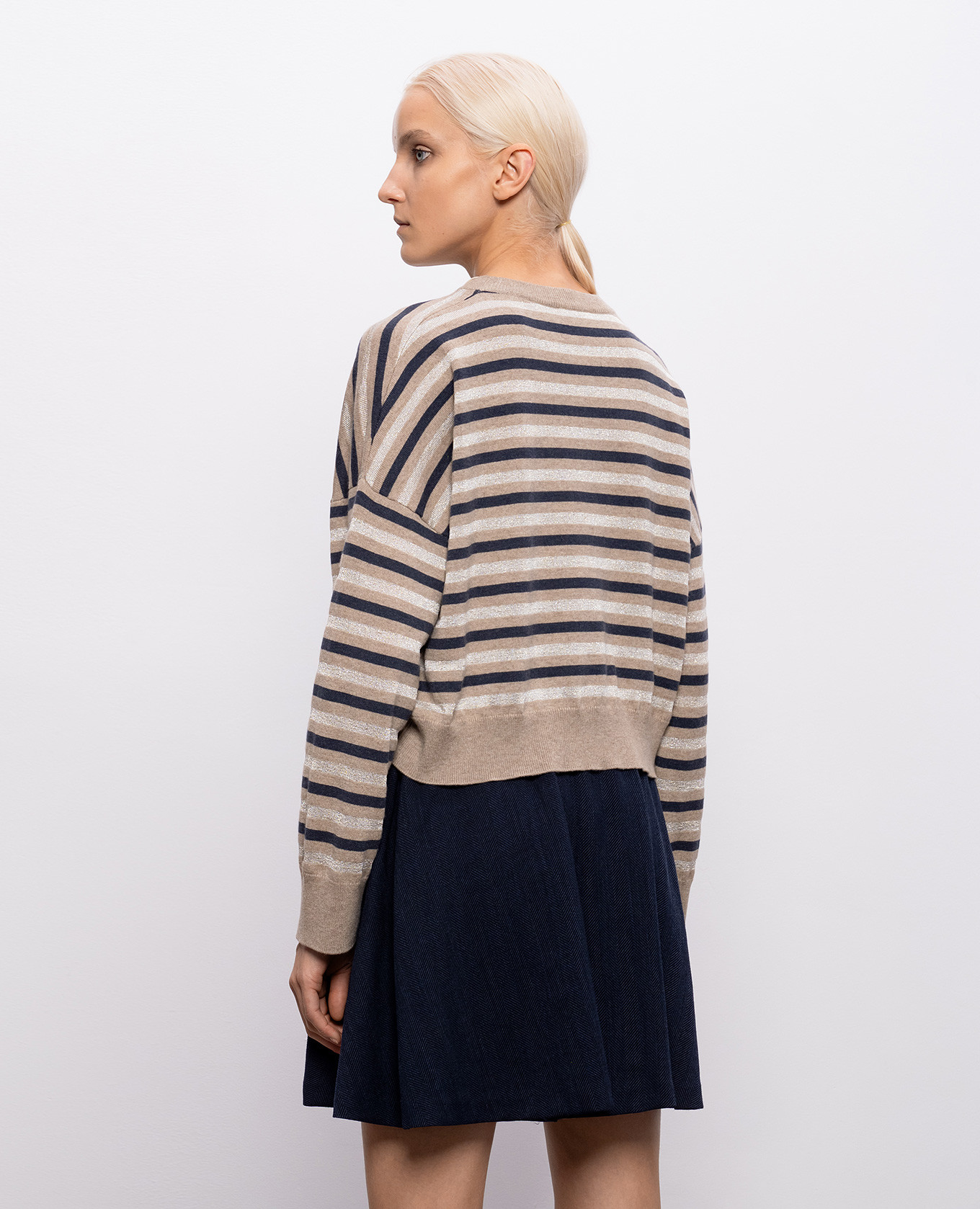 Beige striped wool, cashmere and silk sweater Brunello Cucinelli 4