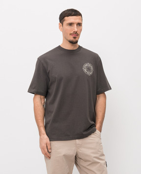 Stone Island Brown T-shirt with textured print L1S152100001S0284