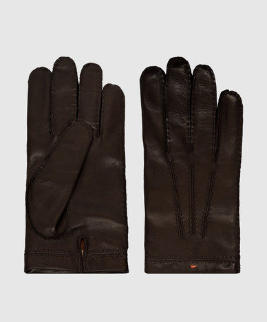 Brown leather gloves