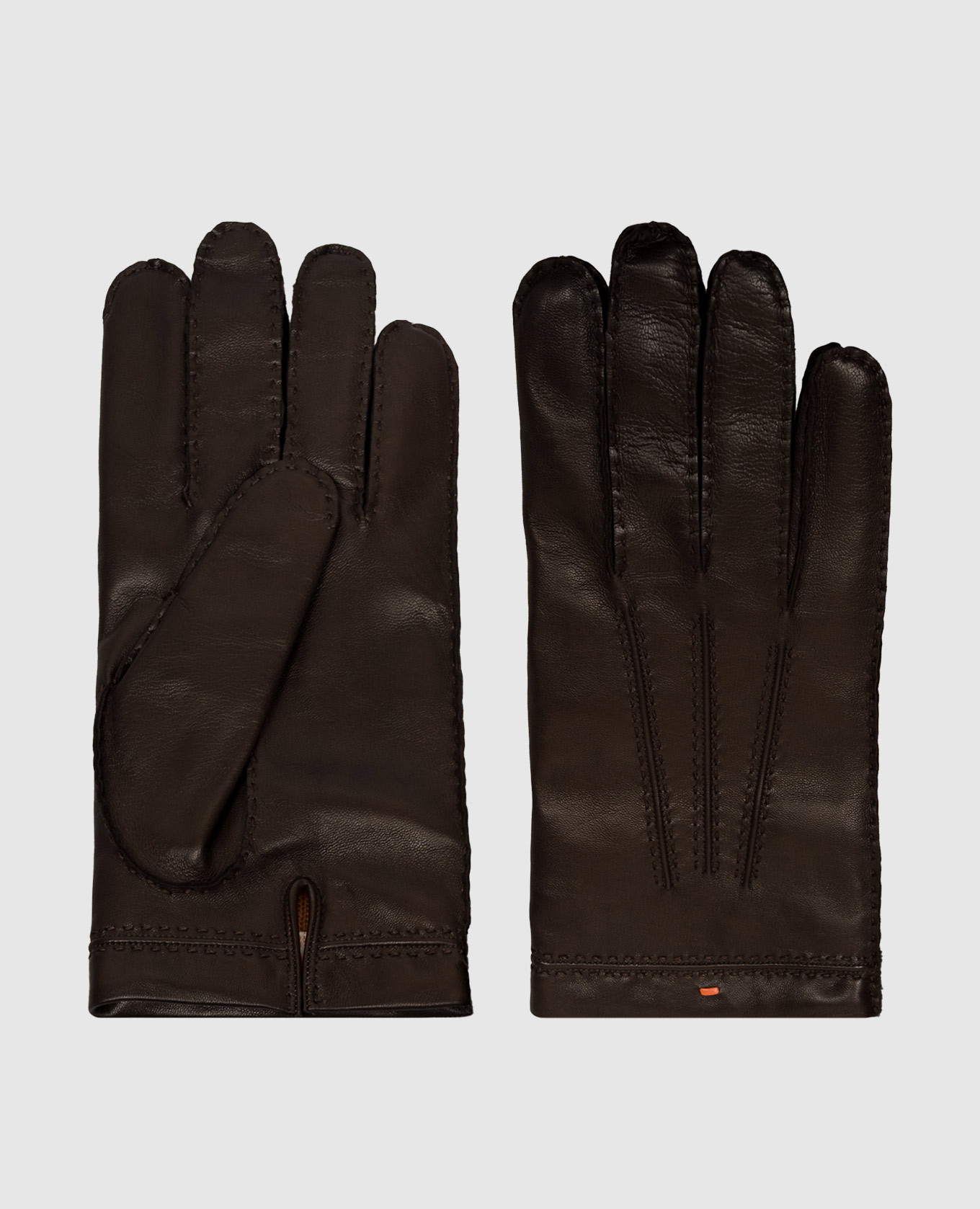 Brown leather gloves