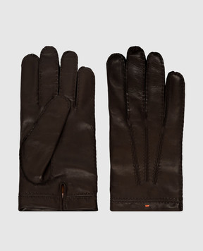 Santoni Brown leather gloves AMGUC0051XXAGPP