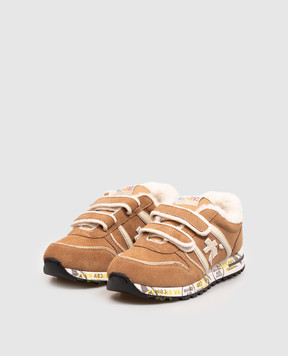 Premiata Children's brown suede sneakers Sky with fur 38M49548