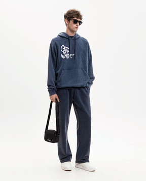Off-White Blue hoodie with branded print 44MBB085S26F007