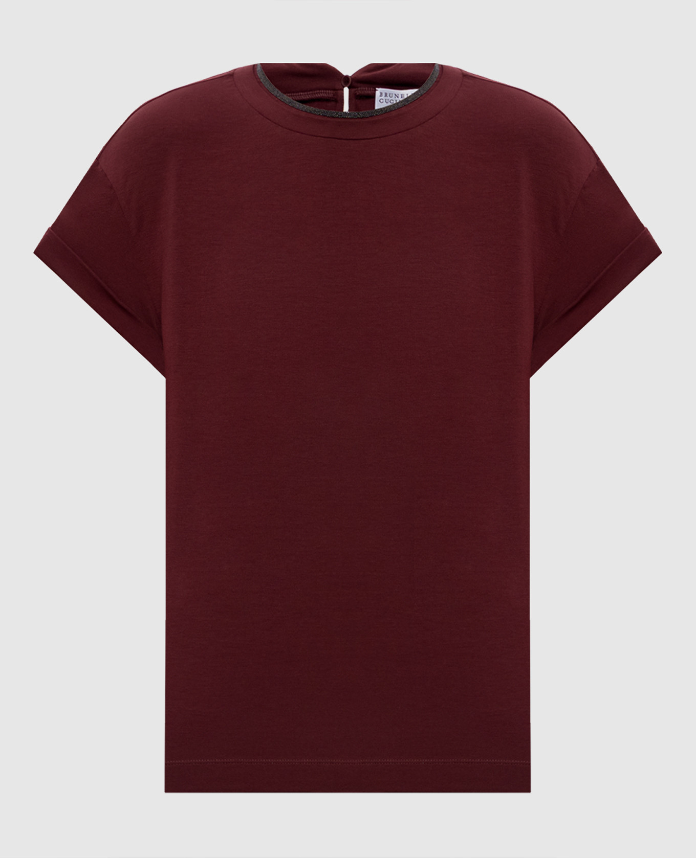 Burgundy T-shirt with monil chain