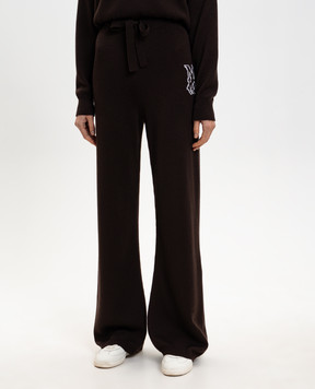 AMIRI ICON brown wool track pants with monogram AWKNSP1013