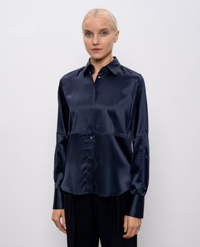 Brunello Cucinelli Blue silk blouse with monil chain M0C59NR516