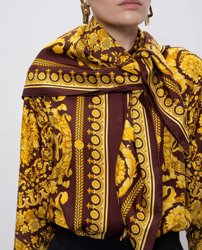Versace Brown silk scarf with Barocco print 10016001A04577
