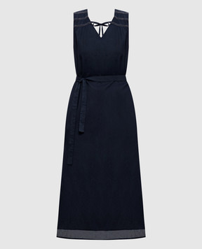 Peserico Blue dress with a monil chain S02235L10A00481