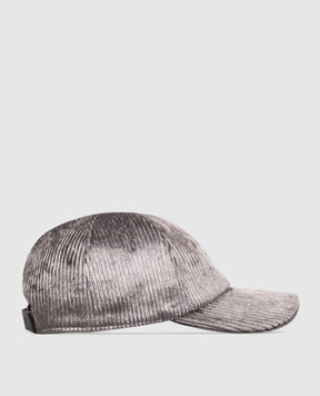 Peserico Gray velvet cap with monil chain A36225C001597