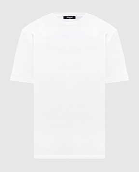 Balmain White T-shirt with logo embroidery GH0EG000BD10