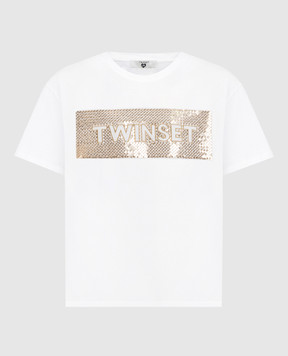 Twinset White T-shirt with sequins 261LB2SAA