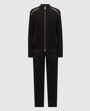 Stefano Ricci Black tracksuit with crocodile leather inserts K606437B50F26323T14F