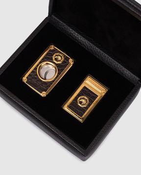 Stefano Ricci Set of cigar accessories with textured emblem OMTGSIG04OSRS01OMACPS