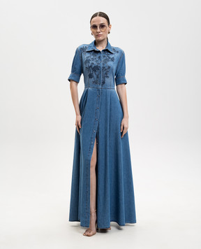 Ermanno Scervino Life Blue denim-effect shirt dress D484Q716YKR