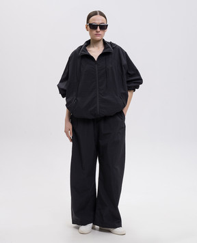 Maison Margiela MM6 Black windbreaker with logo embroidery SH0AM0083M35732