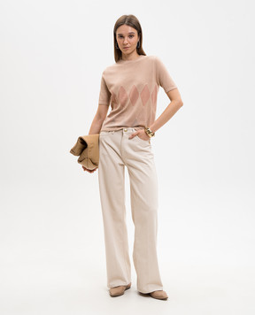 Ballantyne Beige cashmere patterned top B1W29412C01