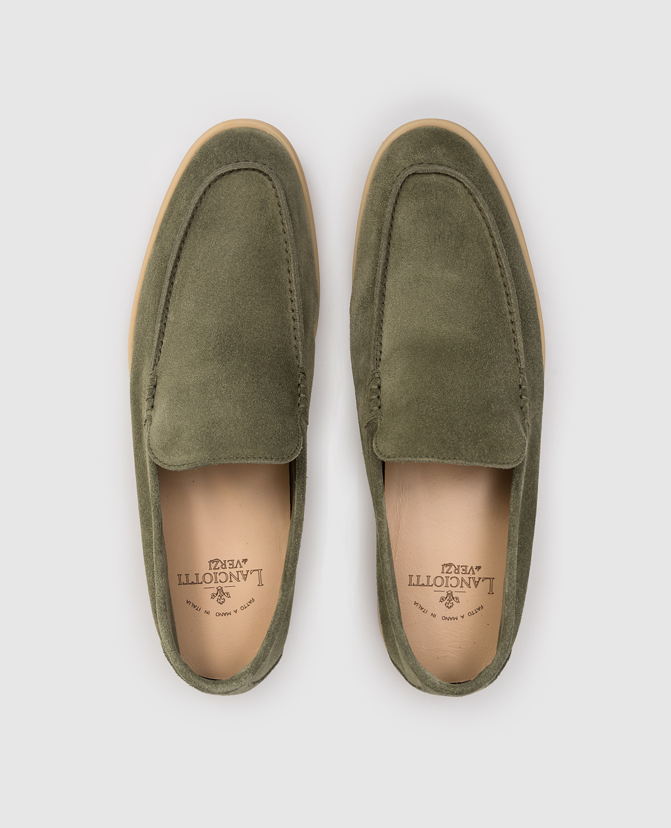 Khaki suede loafers Lanciotti De Verzi 4