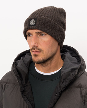 Stone Island Brown wool hat L2S15N100012S00B4