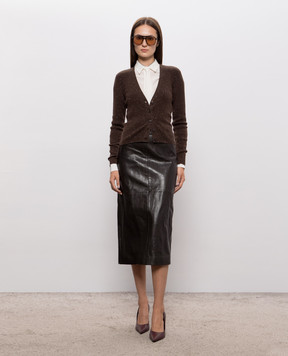 Brunello Cucinelli Brown ribbed cashmere cardigan M9A822206