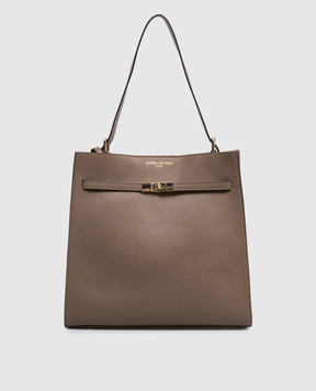 Gianni Notaro Brown leather bag DOLLARO with logo print 255DOLLAROORO