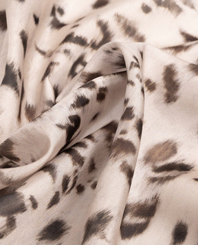 Brunello Cucinelli Beige silk scarf with animal print MFOU0003