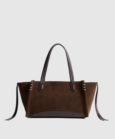 Brown suede tote bag