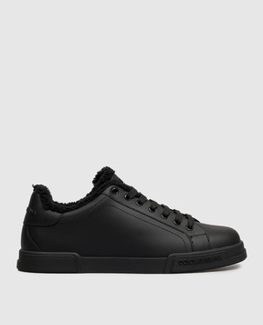 Dolce&Gabbana Black leather Portofino sneakers CS2373AQ076