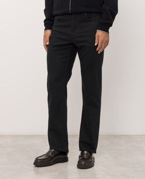 Agnona Black jeans with logo patch T711U5YUC084