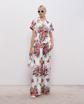 Dolce&Gabbana White printed silk blouse F5S23TIS11I