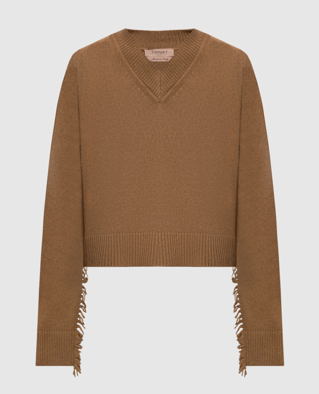 Brown wool and cashmere pullover
