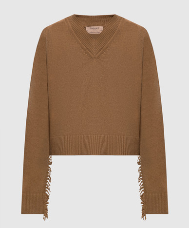 Jersey marrón de lana y cachemir