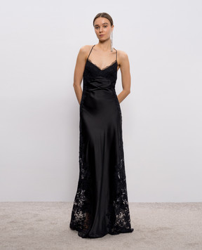 Ermanno Scervino Black maxi dress with lace D482Q311APXZV