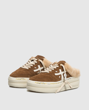 Premiata Micol brown suede mules with fur MICOL7016M