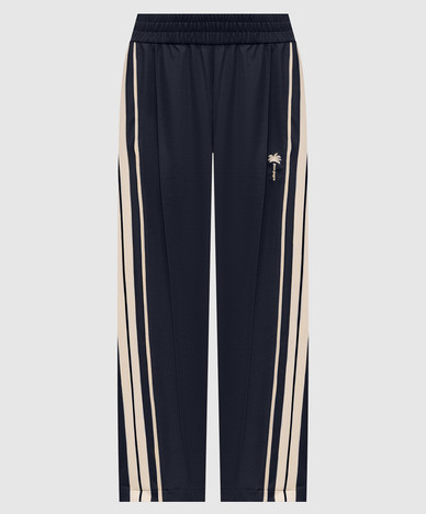 Blue sweatpants with branded tape