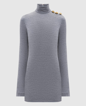 Balmain Gray melange mini dress with wool FF0R8895JL17