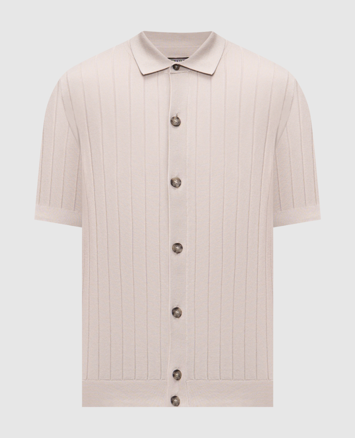 Beige silk shirt with short sleeves