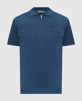 Bertolo Cashmere Blue patterned silk polo shirt 902532002544