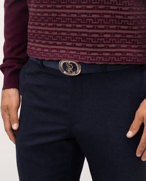 Stefano Ricci Blue suede belt with logo monogram N381SDC575P