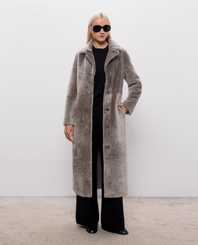 Babe Pay Pls Gray reversible sheepskin coat with belt 2634SETA